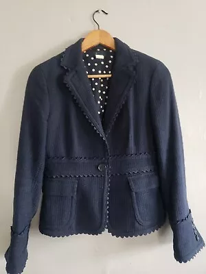 J. Crew Blazer Women's 6 Navy Tweed Scalloped Polka Dot Silk Liner  • $39.99