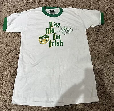 Vintage Mickeys Fine Malt Liquor Kiss Me I’m Irish The Mean Green T-Shirt • $20