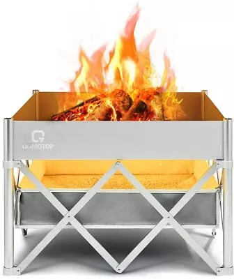 $59.99 • Buy QOMOTOP Portable And Lightweight Pop Up Fire Pit Anti Rust With Heat Shield