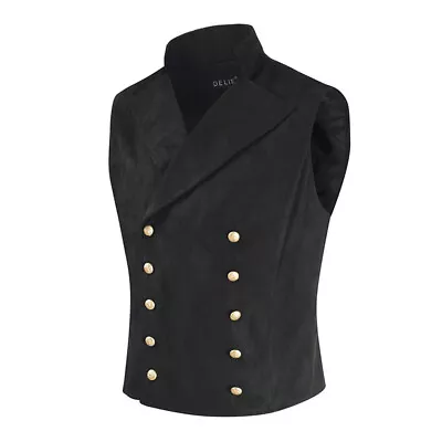 Mens Formal Double Breasted Velvet Slim Collared Fit Pure Vest Waistcoat • $28.49