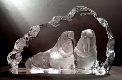 Large Mats Jonasson Walrus Heavy Glass Crystal Ice Sculpture • £30