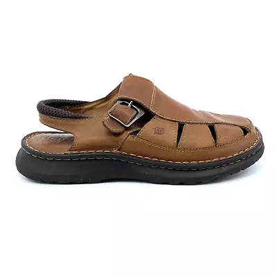 Mens 12 Born Sandals Closed Toe Slingback Fisherman Brown Leather Buckle • $29.99