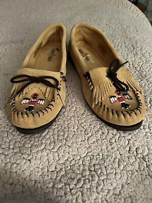 Minnetonka Brown Suede Thunderbird Moccasins Womens Sz 9.5 • $30