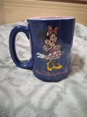 Vintage Minnie Mouse Disney World Mug Made In Thailand Heavy Blue Pink Cup • $11.99