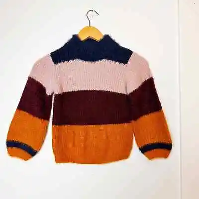 MinyMo Eyelash Color Block Stripe Sweater Sz 6Y • £17.42