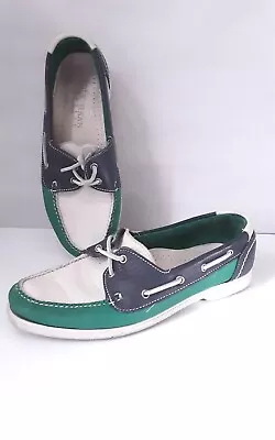 Cole Haan Leather Boat Deck Shoes Moccasins Blue White Green Ladies UK 7 • £18