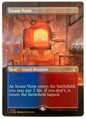 MTG Steam Vents *BORDERLESS FOIL* Ravnica: Clue Edition 0280 NM • $20