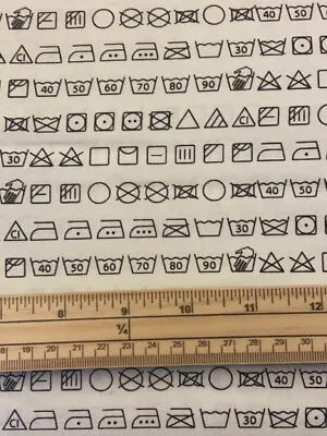 Fat Quarter Loads Of Fun Washing Care Labels Symbols 100% Cotton Quilting Fabric • £3.93