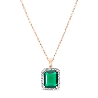 14k. Gold Necklace With Natural Diamonds & Lab. Created Emerald • $1195.01