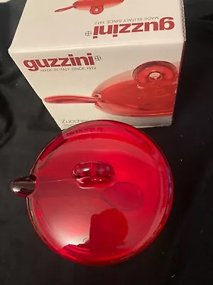 GUZZINI ITALY RED HARD PLASTIC LID & SPOON On CERAMIC SUGAR/CHEES BOWL New Boxed • £24.99