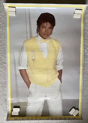 VINTAGE MUSIC POSTER Michael Jackson In Yellow Sweater Vest With Bowtie • $30