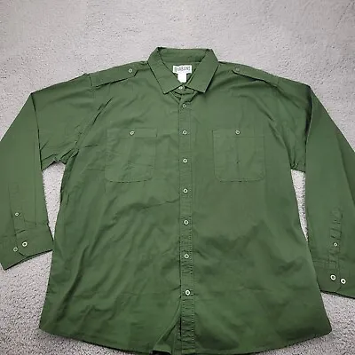 Haband Shirt Mens XXL Green Long Sleeve Button Up Collared • $9.88