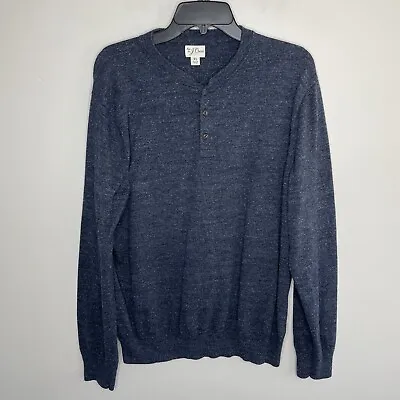 $32.99 • Buy J CREW Mens Blue Cotton-Silk Donegal Tweed Henley Pullover Sweater AZ956 Sz XL