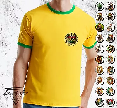 One Love Ringer T-Shirt Lion Reggae Music Ganja Jamaica Festival Roots Dub Ska • £8.99