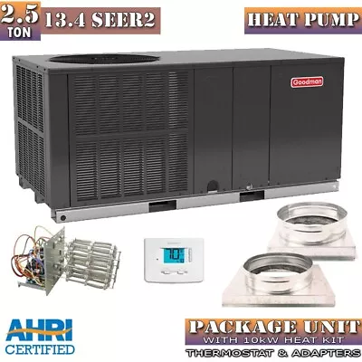 2.5 Ton 13.4 SEER2 Goodman Heat Pump Package Unit With 10kW Heat Kit GPHH33041 • $3225