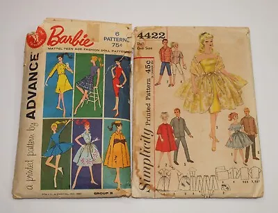 Vtg Lot BARBIE 11.5  Fashion Doll Clothing Patterns ADVANCE & Simplicity READ • $5