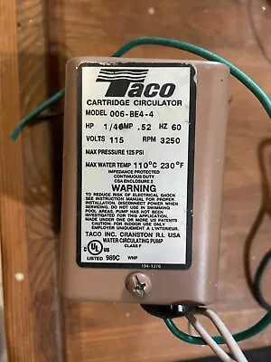 Taco 1/40HP  Bronze Circulator Pump 006-BE4-4 Motor Only • $95