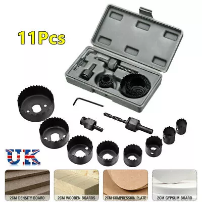 11PCS HOLE SAW CUTTER SET Round/Circular Drill Cutting Case Kit Metal/Alloy/Wood • £6.99