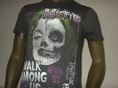 Men's S Black The Misfits Walk Among Us April 1-1982 Face Punk Rock Band Shirt • $10.19