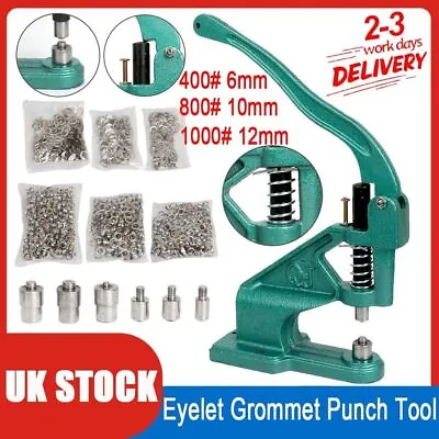 £42.69 • Buy 3 Dies Heavy Duty Hand Press 1500 Grommet Eyelet Machine Punch Tool Kit UK