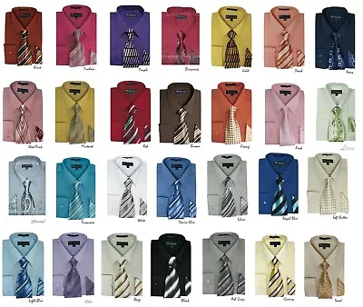 ** Men's Dress Shirt Set With Matching Tie And Handkerchief Style H. SG21A • $19.89