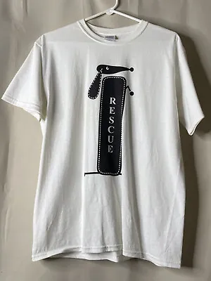 Dachshund Dog Rescue T Shirt Top Short Sleeve Black White Size XL Cotton • $13.49