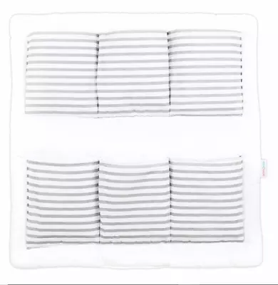 COT TIDY ORGANISER BED NURSERY HANGING STORAGE 6 POCKETS Stripes Grey • £9.99