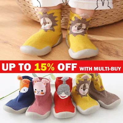 Kids Baby Girl Boys Toddler Anti-slip Slippers Socks Cotton Shoes Winter Warm • £4.82