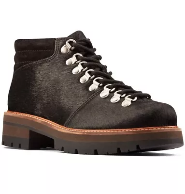 £69.99 • Buy Clarks Ladies Black Orianna Alpine Walking Hiking Style Chunky Ankle Boots, UK 5
