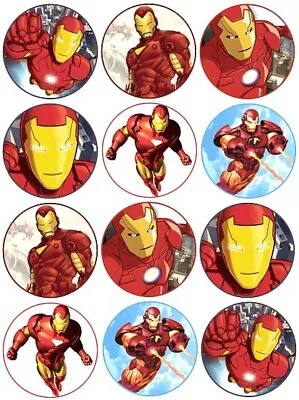 24 Iron Man Marvel Cake Toppers Edible Party Decorations • £2.38