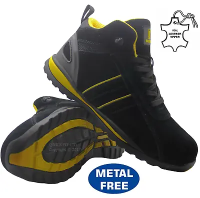 Mens Leather Ultra Lightweight Composite Toe Cap Safety Work Boots Trainers Shoe • £27.95