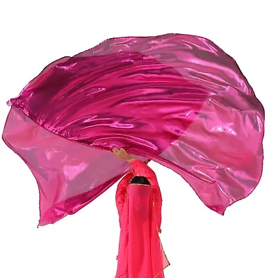 Dance Veil Metallic Semicircle Worship Church Praise Flag  Rose Red With Stick • $12.21