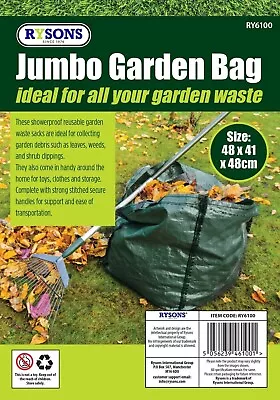 1x Garden Waste Bag Waterproof Reusable Refuse Sack Grass Leaves Rubbish 55L Bag • £2.62