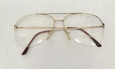 VTG New Europa Gold Aviator Double Bridged 80’s  Metal Eyeglass Frame 60-16-145 • $45