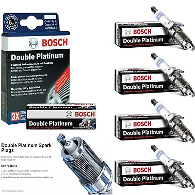 4 Bosch Double Platinum Spark Plugs For 2015-2018 VOLKSWAGEN GOLF L4-1.8L • $38.99