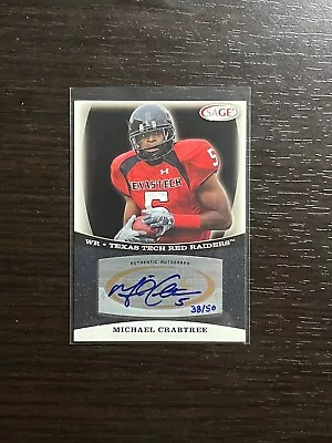 2009 Sage Michael Crabtree Platinum AUTO /50! RARE RC Autograph 49ers Texas Tech • $19.99