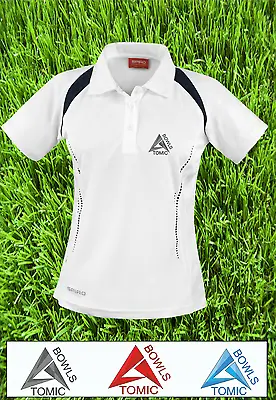 Mens Atomic Bowls Performance CoolDry Sportex Colour Trim Lawn Bowls Polo Shirt  • £19.99