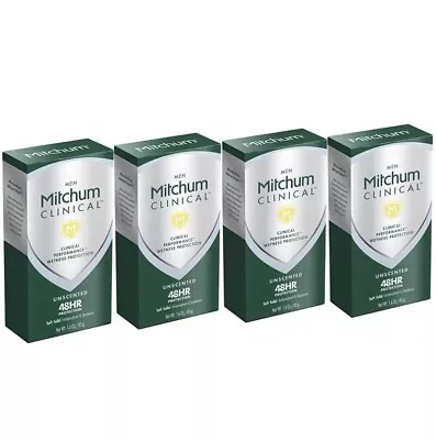 4x Lot Mitchum Men Clinical Unscented Soft Solid Antiperspirant Deodorant 1.6 Oz • $69