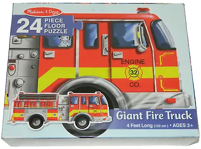 NEW Melissa & Doug Giant Fire Truck Floor Puzzle 24 Pieces Ages 3+ USA Made • $11.03