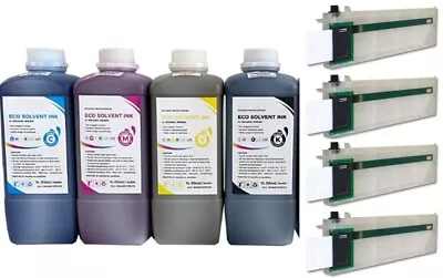 Premium Compatible Mutoh Ms31 Eco Solvent Refill Bulk Ink (ink+cartridge+cards) • $369