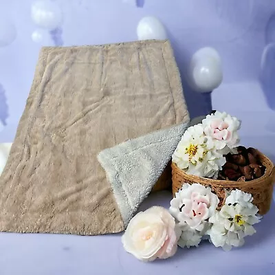 Soft Pink Mauve Silky Mink Sherpa Baby Blanket Lovey 35”x28”- • $19.99