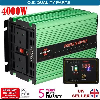 £140.95 • Buy Power Inverter Pure Sine Wave DC12V To 240V 2000W 4000W Converter Remote LCD UK