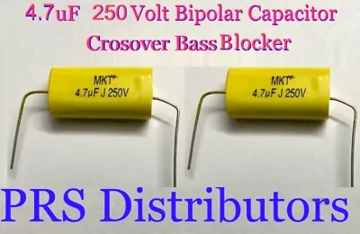 CAPACITOR 4.7uF 250V BIPOLAR BASS BLOCKER SPEAKER TWEETER CROSSOVER 4.7mF  2 Pcs • $13