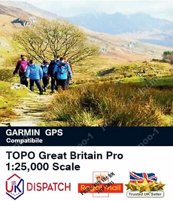 GB TOPO Great Britain Map PRO 1:25K Scale MicroSD+SD Card GARMIN Hiking Cycling • £39