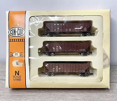 Con-Cor N Scale 001-008825 Conrail 45' Ribbed Coal Hopper 3 Pack N Gauge READ • $31.05