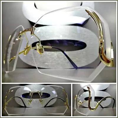 CLASSIC VINTAGE RETRO Style Clear Lens GLASSES Upside Down Gold Fashion Frame • £13.29