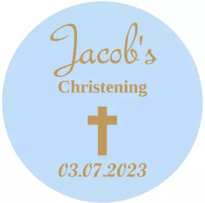 £3.95 • Buy 48 Personalised Baptism Stickers Christening Sweet Bag Seals 40mm Cone Labels