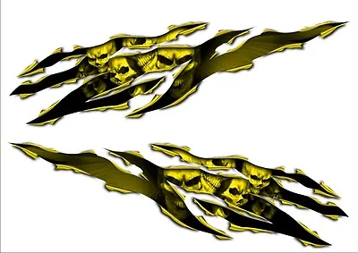 Yamaha YZF R1 R6 YZFR1 YZFR6 FZ1 FZ6 FZ6R FZ8 600R Skull Rip Yellow Decal Set • $9.99