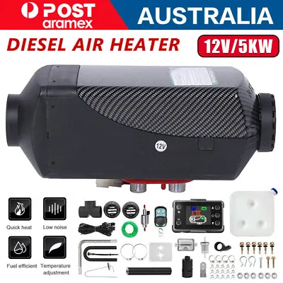 12V 5KW Diesel Air Heater Tank Remote Control Thermostat Caravan Motorhome RV AU • $97.90