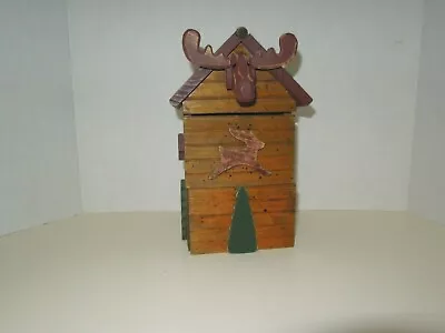 Trinket Box 2 Drawers Rustic Wood Moose Design 9-1/4 H  X 5-3/4 W X 5-1/4 D • $10